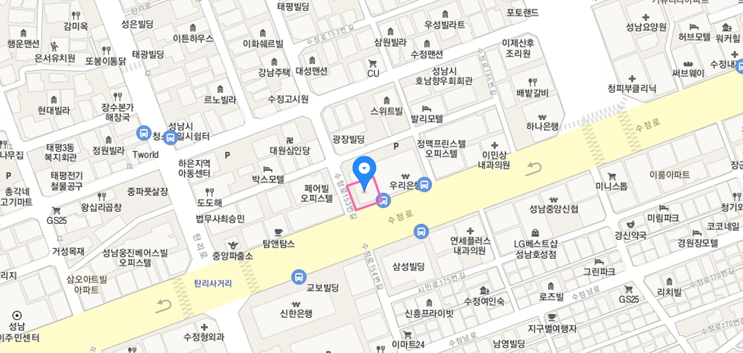지도 주소:경기도 성남시 수정구 수정로 157 새마을금고빌딩()